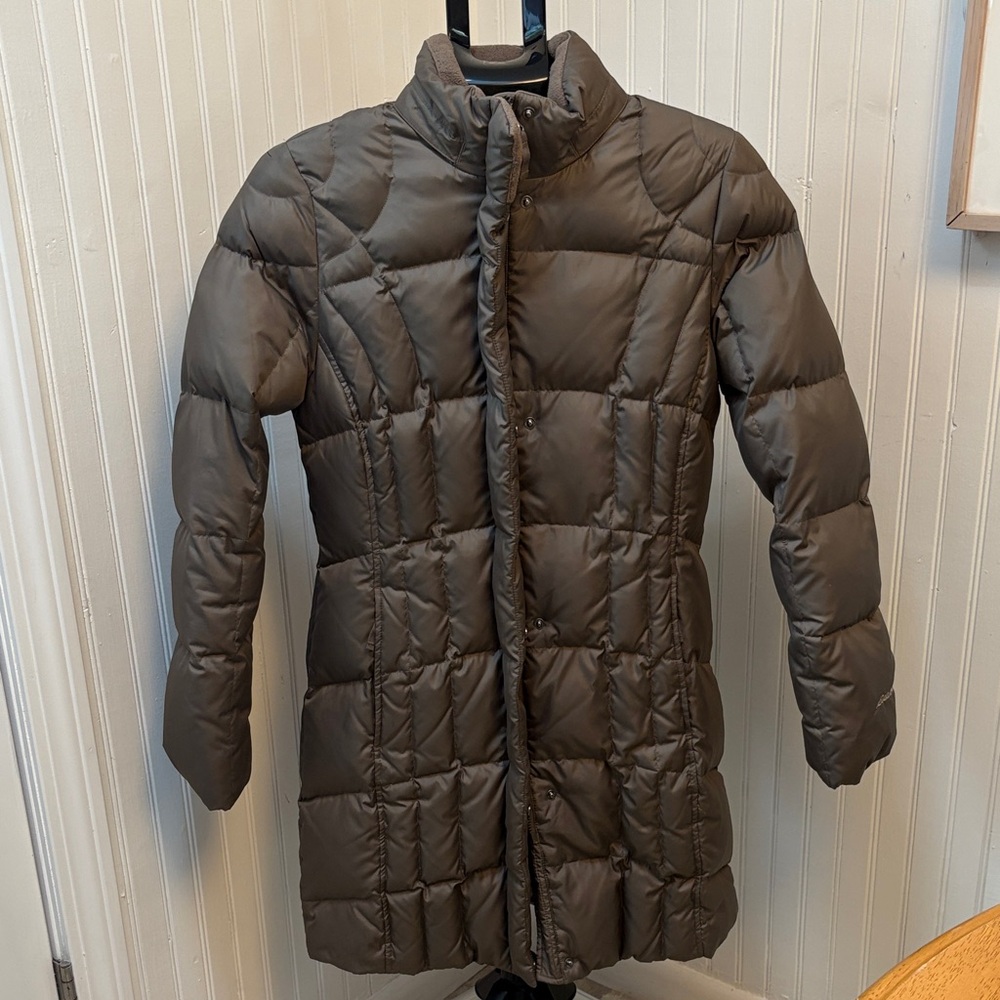 Eddie Bauer Taupe Quilted Puffer Coat